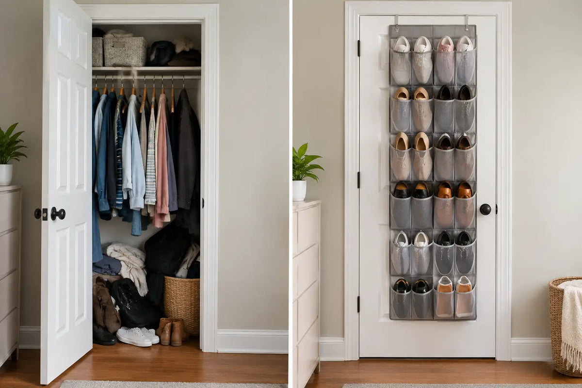 Over the Door Shoe Organizer for a Small Closet
