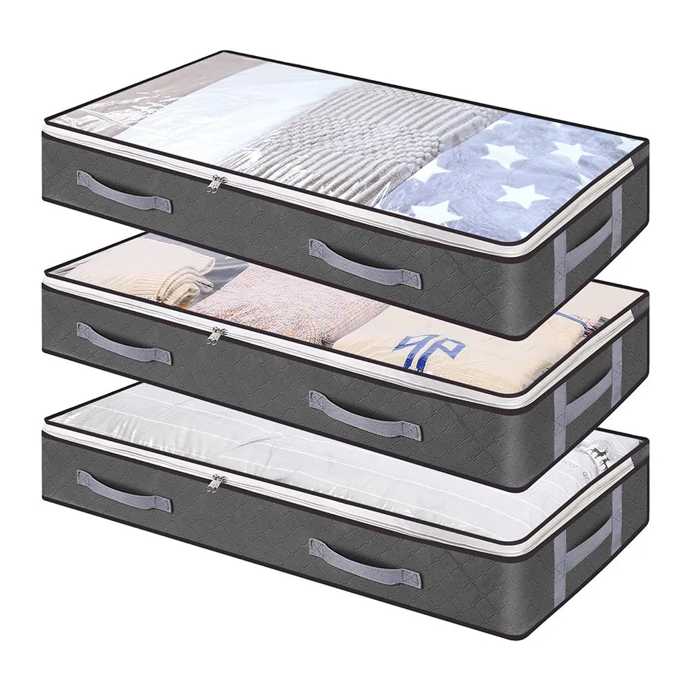 UNDER the Bed | OVER the Closet Shelf Storage Container — Clear Window, Foldable