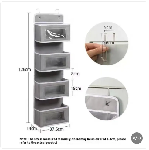 Rangement suspendu de porte – 4 compartiments (3 couleurs)