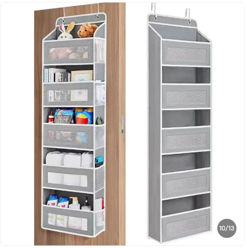 Rangement suspendu pour porte - 5 poches (gris et noir)