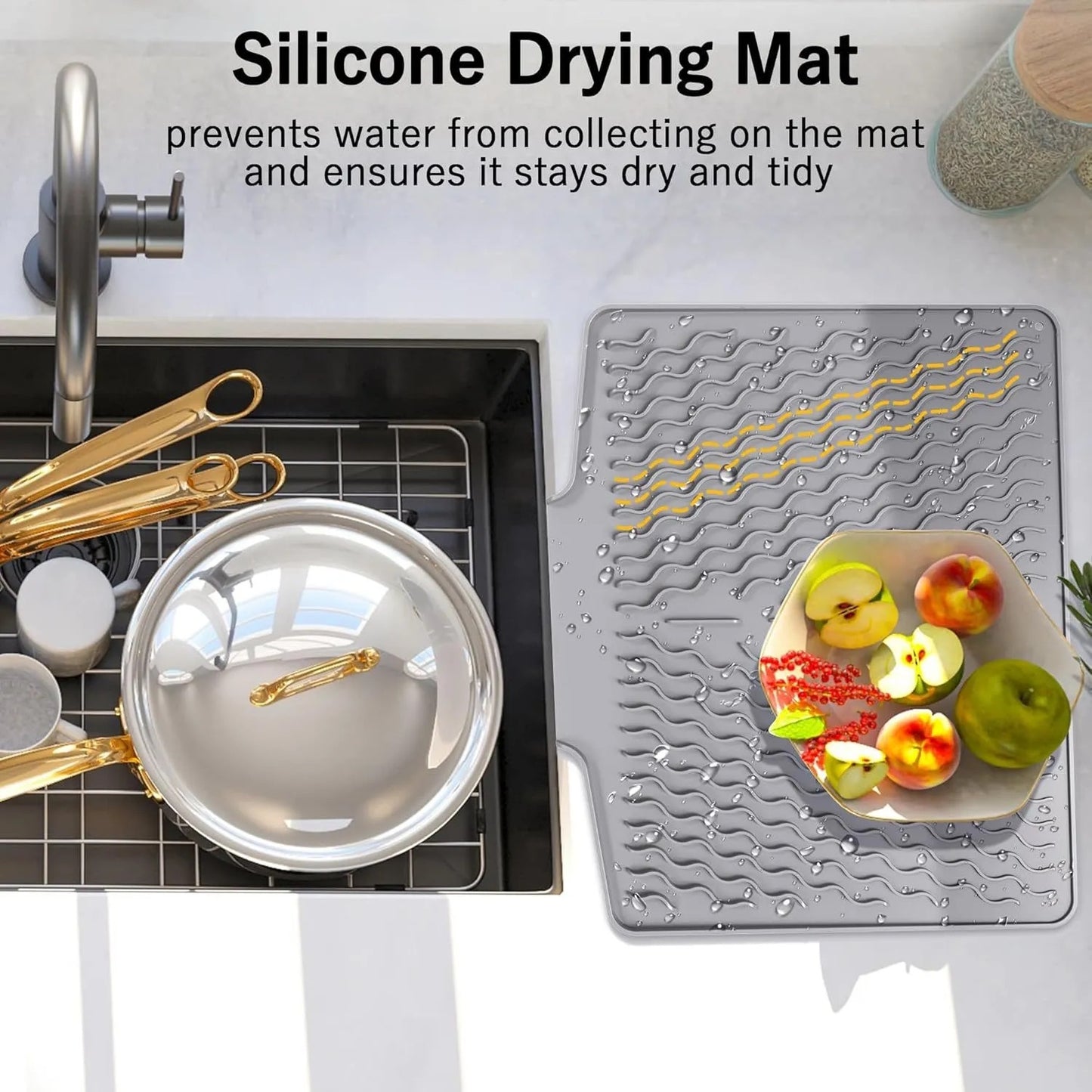 OVER Sink Dish Drying Mat - Gray (2pcs)