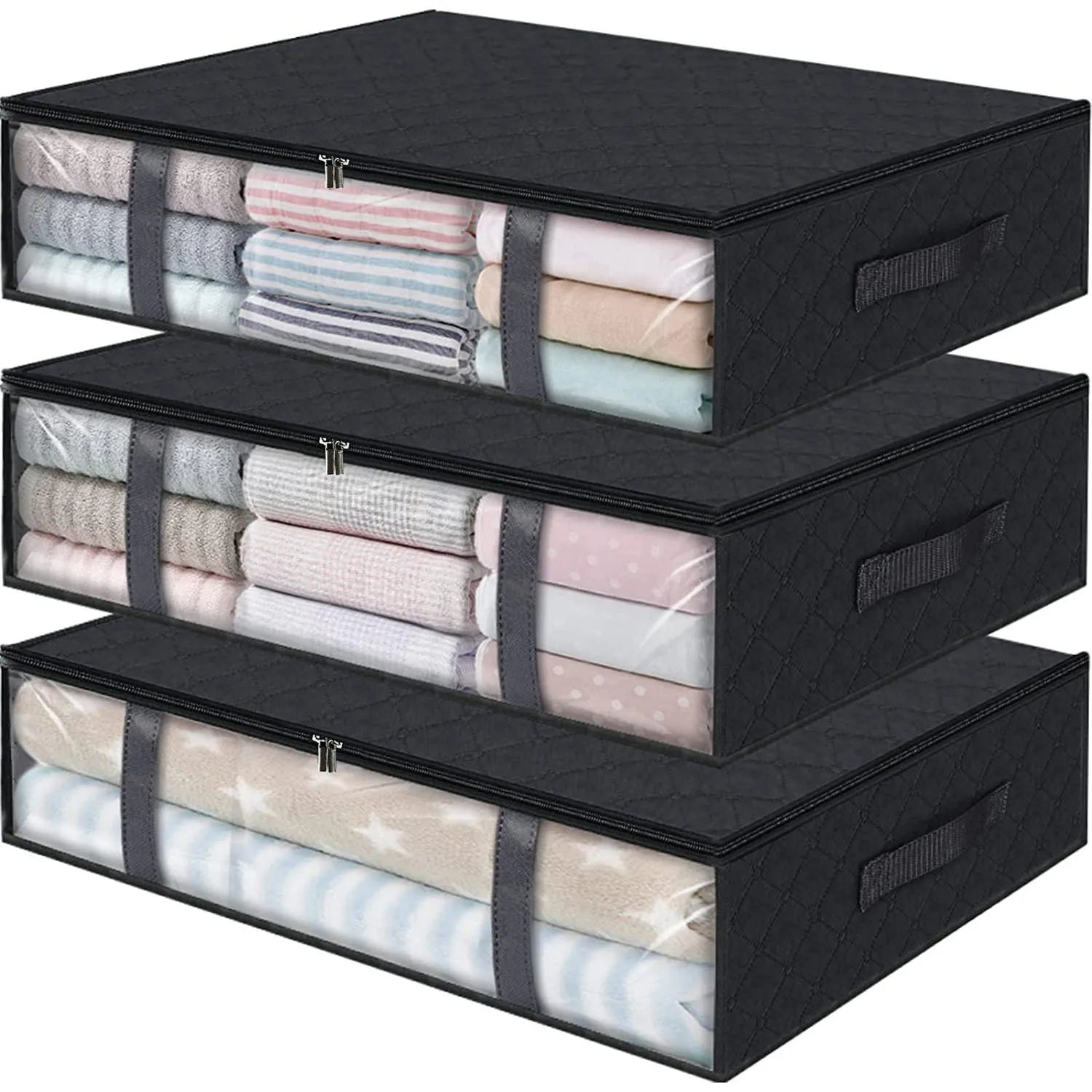 UNDER the Bed | OVER the Closet Shelf Storage Container — Clear Window, Foldable