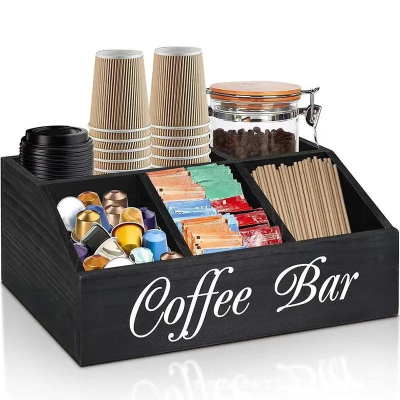 OVER the Countertop Wooden Coffee Station Storage Box