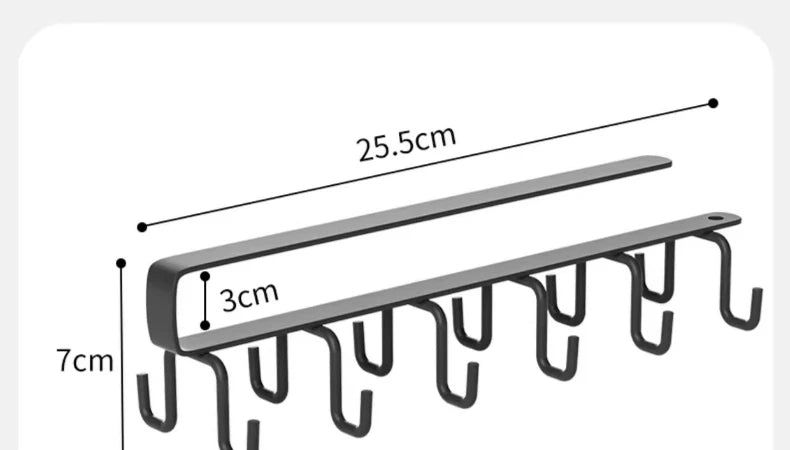 UNDER Cabinet Hook Rail — 6-Hook Kitchen Utensil Organizer