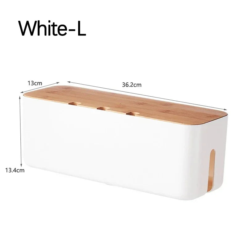 OVER the Desk Bamboo Cable Box — Premium Wood Finish