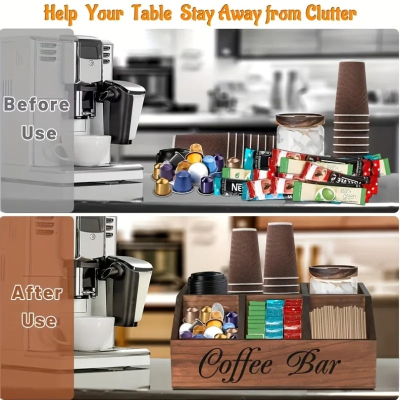OVER the Countertop Wooden Coffee Station Storage Box