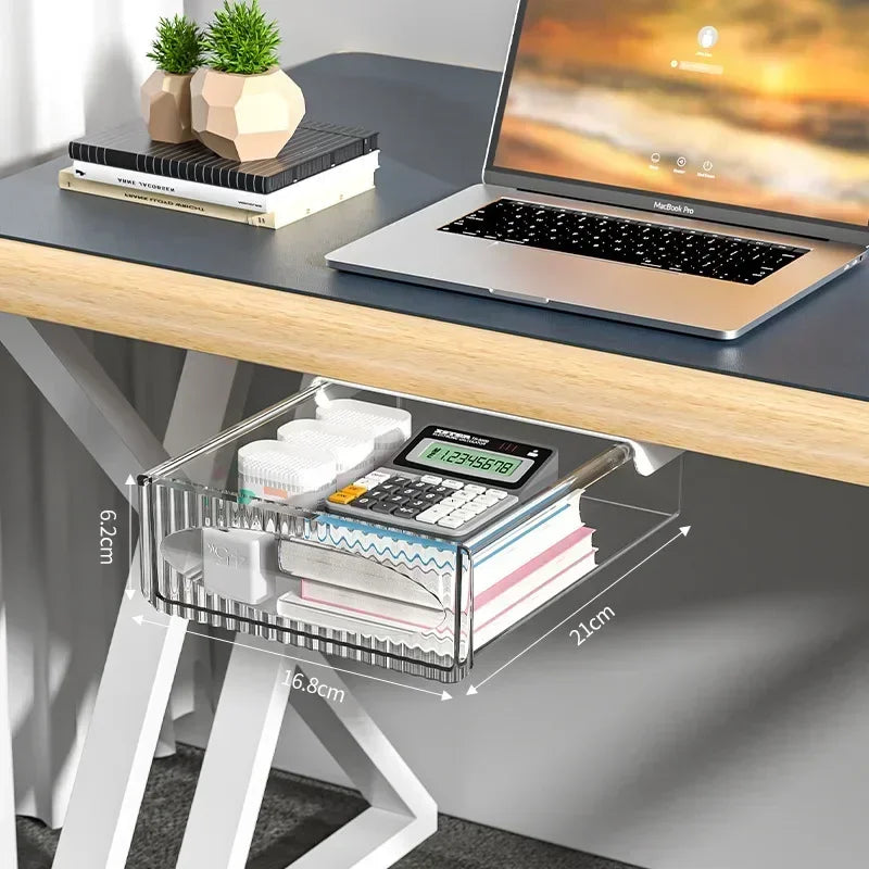 UNDER the Desk Invisible Storage Drawer — Adhesive Mount, 3.5L