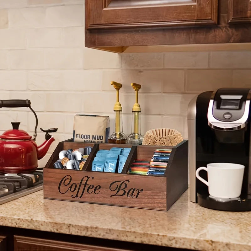 OVER the Countertop Wooden Coffee Station Storage Box