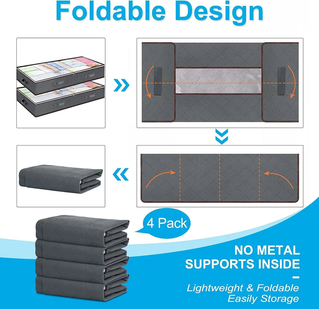 UNDER the Bed | OVER the Closet Shelf Storage Container — Clear Window, Foldable