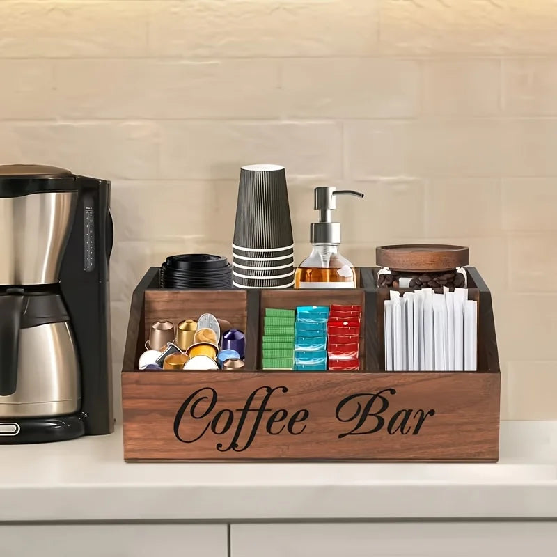 OVER the Countertop Wooden Coffee Station Storage Box