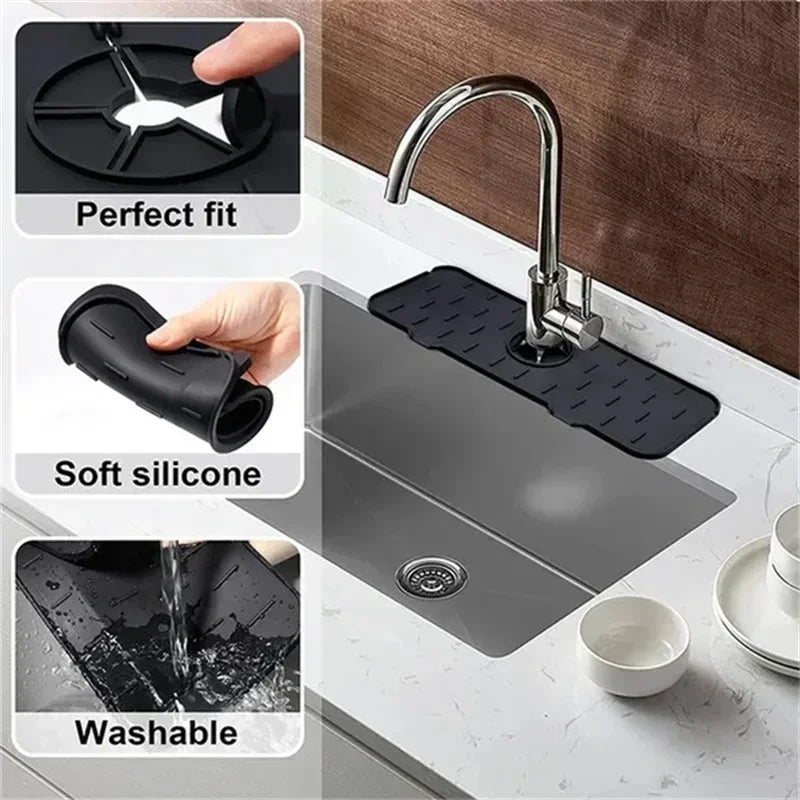 UNDER the Faucet | OVER the Sink Silicone Mat — Splash Guard & Drip Catcher