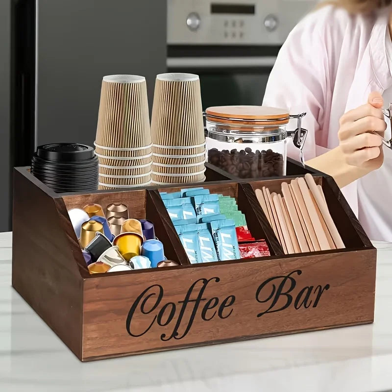 OVER the Countertop Wooden Coffee Station Storage Box