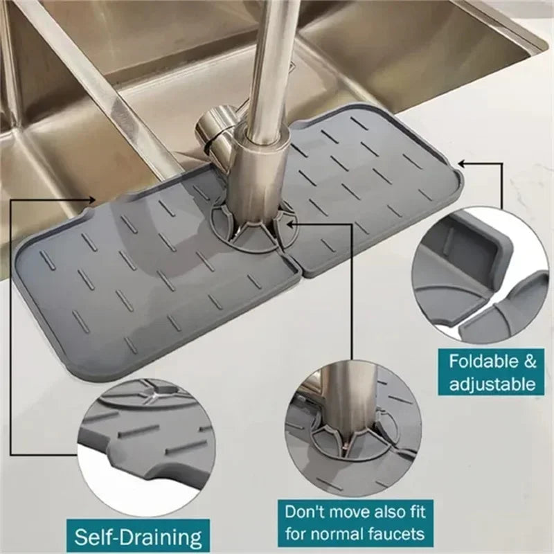 UNDER the Faucet | OVER the Sink Silicone Mat — Splash Guard & Drip Catcher