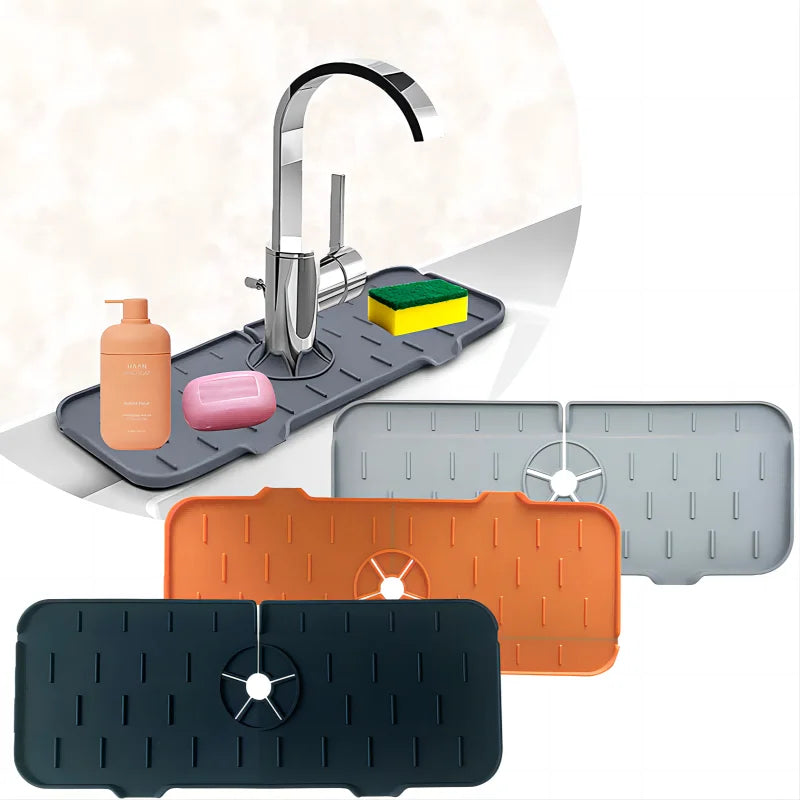 UNDER the Faucet | OVER the Sink Silicone Mat — Splash Guard & Drip Catcher