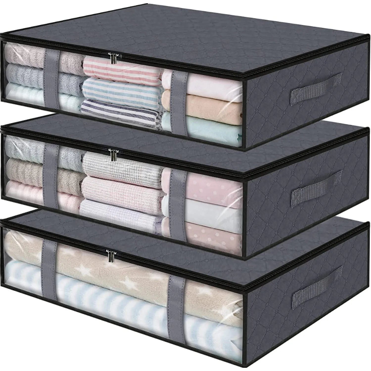 UNDER the Bed | OVER the Closet Shelf Storage Container — Clear Window, Foldable