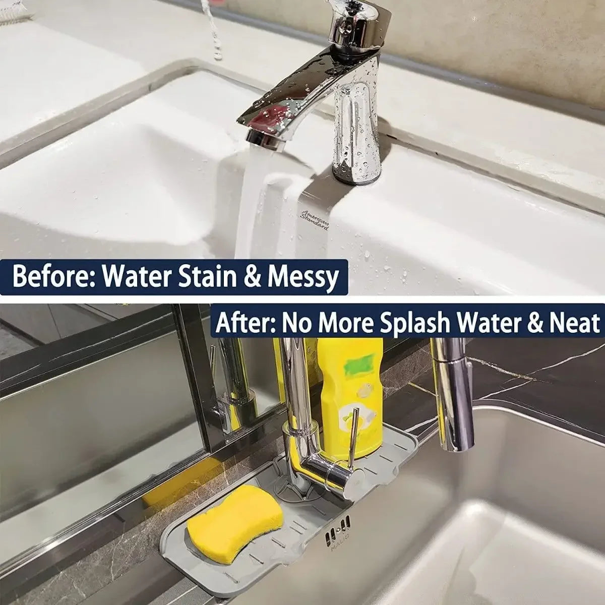 UNDER the Faucet | OVER the Sink Silicone Mat — Splash Guard & Drip Catcher