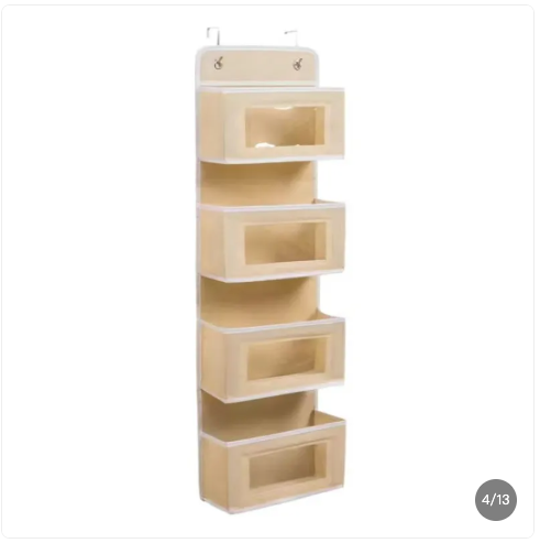 Rangement suspendu de porte – 4 compartiments (3 couleurs)
