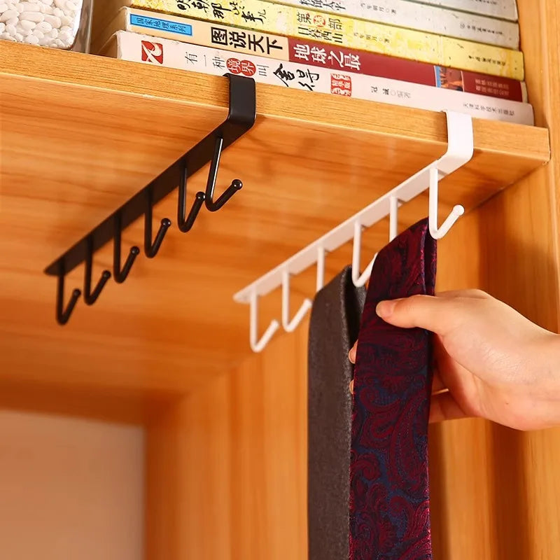 UNDER Cabinet Hook Rail — 6-Hook Kitchen Utensil Organizer