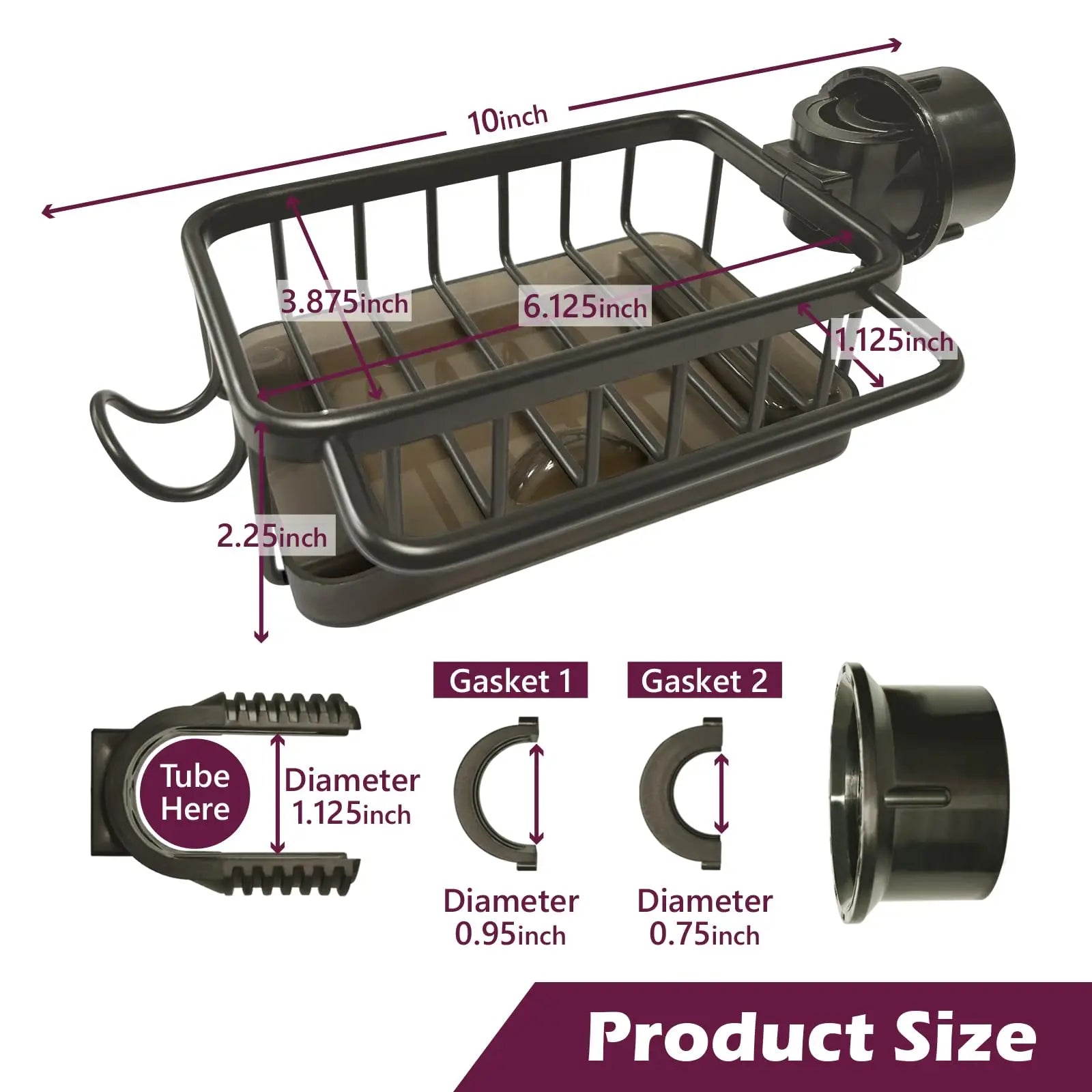OVER the Sink | UNDER the Faucet 3-in-1 Kitchen Sink Organizer — Sponge, Soap, Towel
