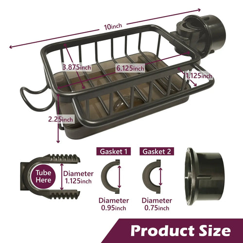 OVER the Sink | UNDER the Faucet 3-in-1 Kitchen Sink Organizer — Sponge, Soap, Towel