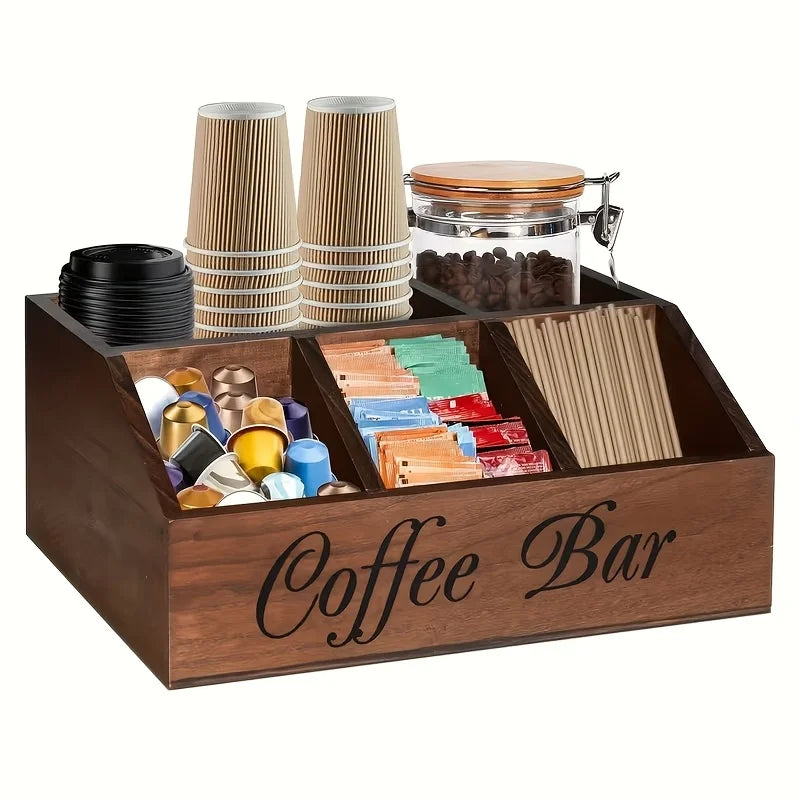 OVER the Countertop Wooden Coffee Station Storage Box