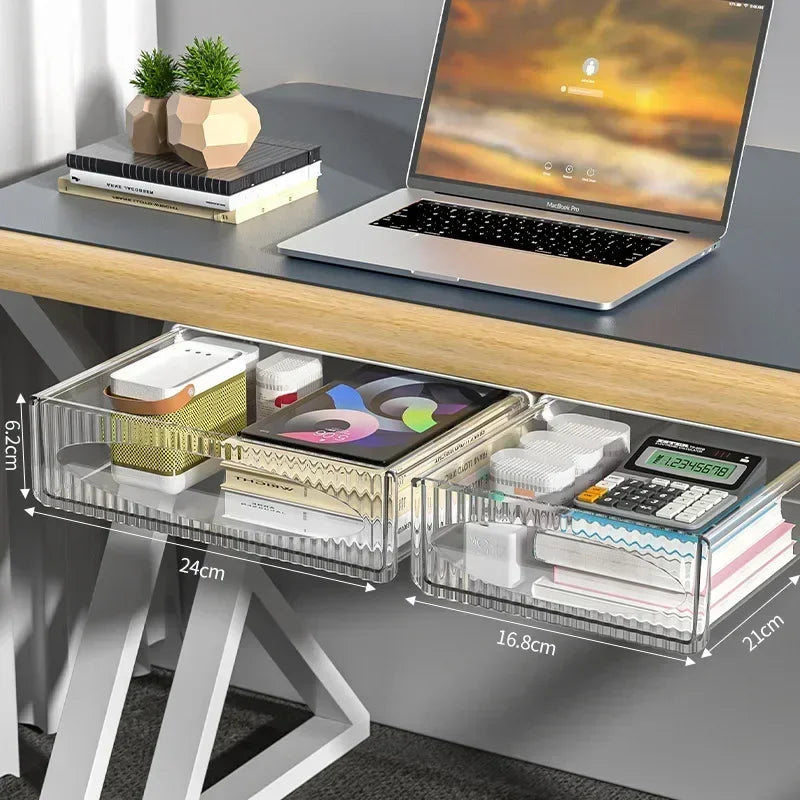 UNDER the Desk Invisible Storage Drawer — Adhesive Mount, 3.5L