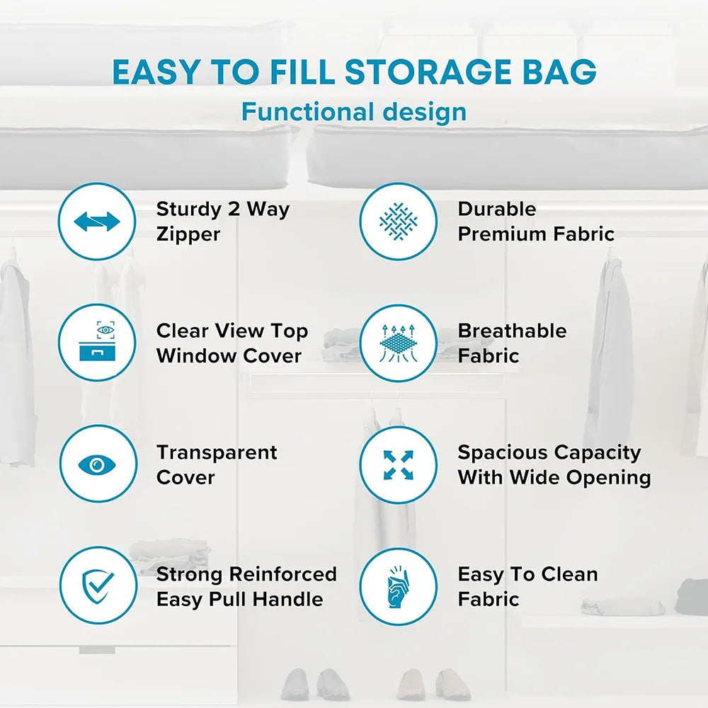 UNDER the Bed | OVER the Closet Shelf Storage Container — Clear Window, Foldable
