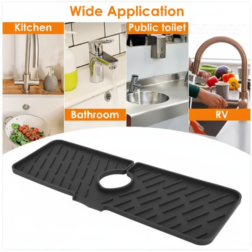 SOUS le tapis en silicone de robinet